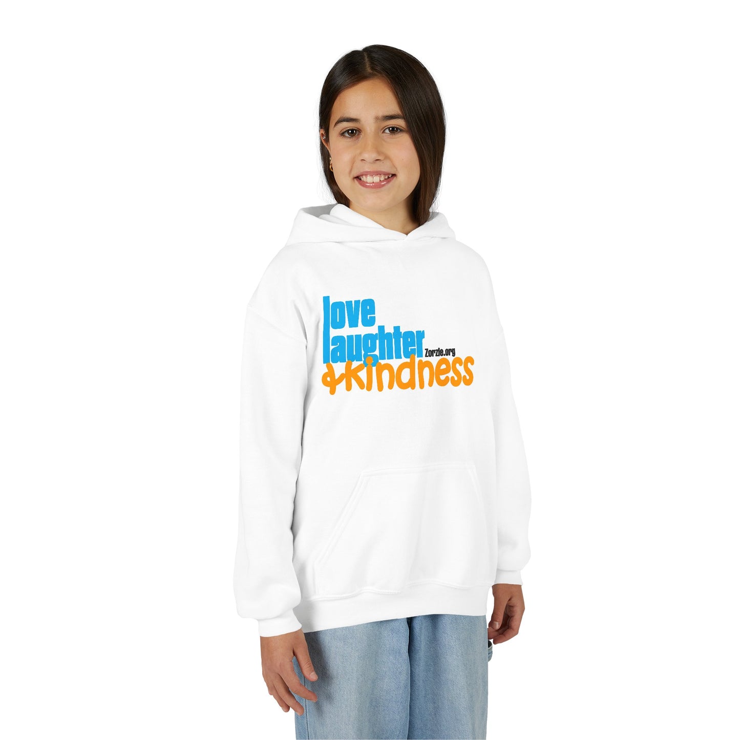 Youth Hoodie — "Love Laughter & Kindness" Inspirational Kids Hoodie