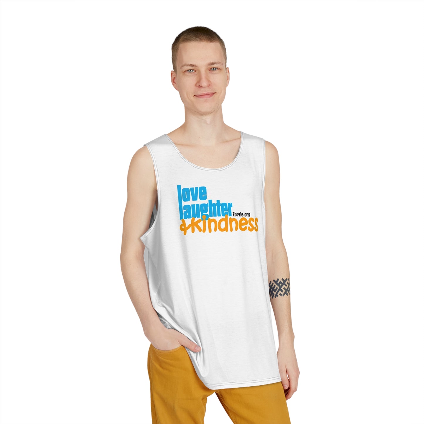 Positive Vibes Men's Tank Top - Love, Laughter & Kindness AOP