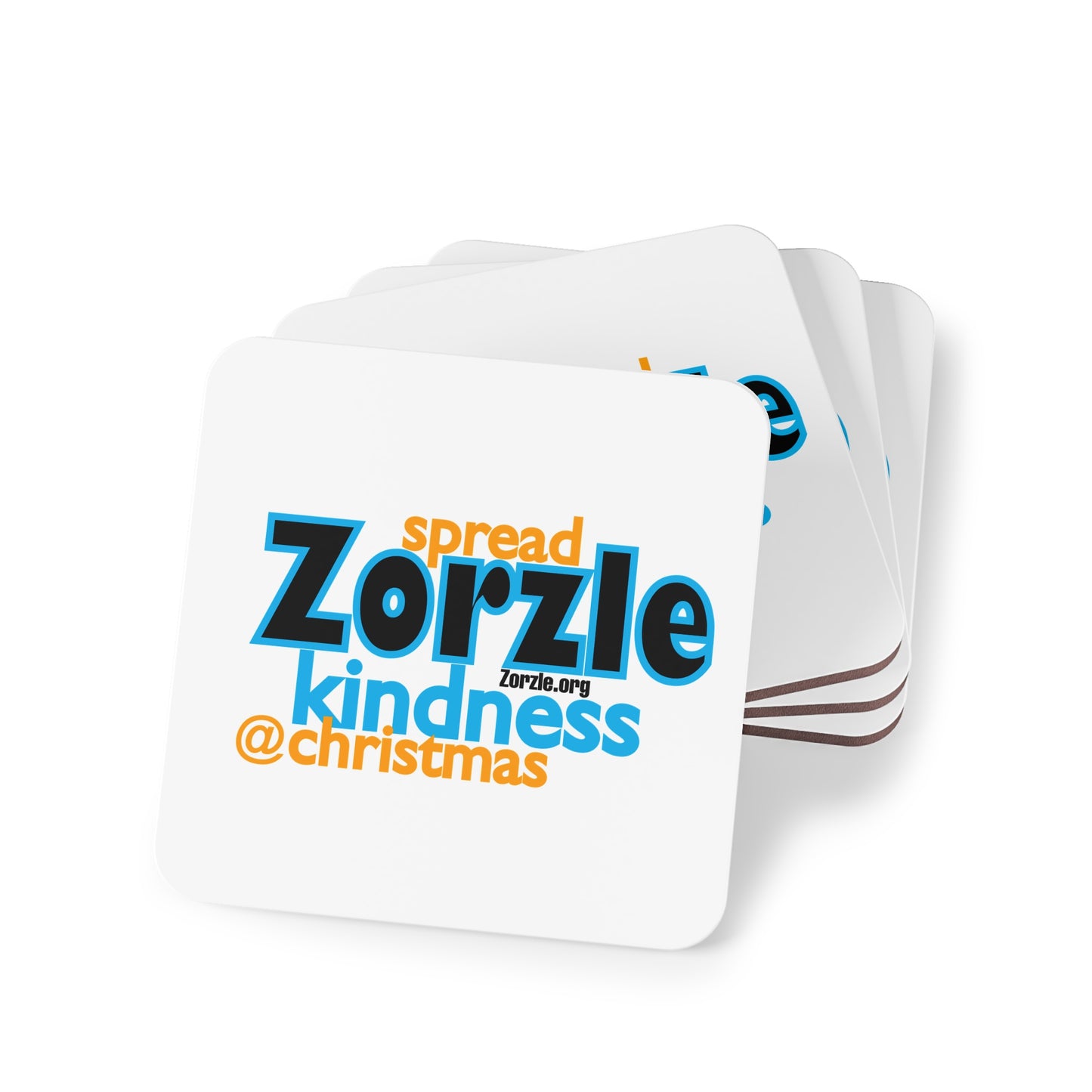 Coasters — "Spread Zorzle Kindness @ Christmas" Round Cork Drink Coaster