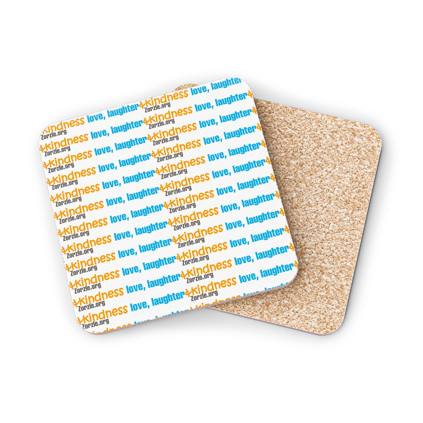 Coasters — Love, Laughter, Kindness Pattern Cork Drink Coasters