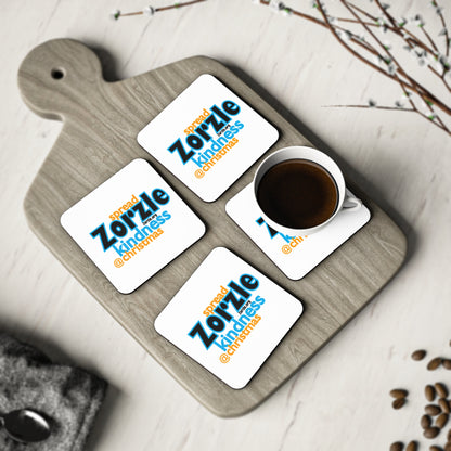 Coasters — "Spread Zorzle Kindness @ Christmas" Round Cork Drink Coaster