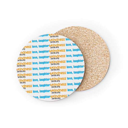 Coasters — Love, Laughter, Kindness Pattern Cork Drink Coasters