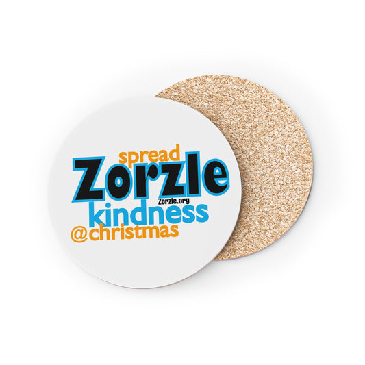 Coasters — "Spread Zorzle Kindness @ Christmas" Round Cork Drink Coaster