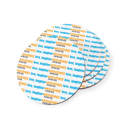 Coasters — Love, Laughter, Kindness Pattern Cork Drink Coasters