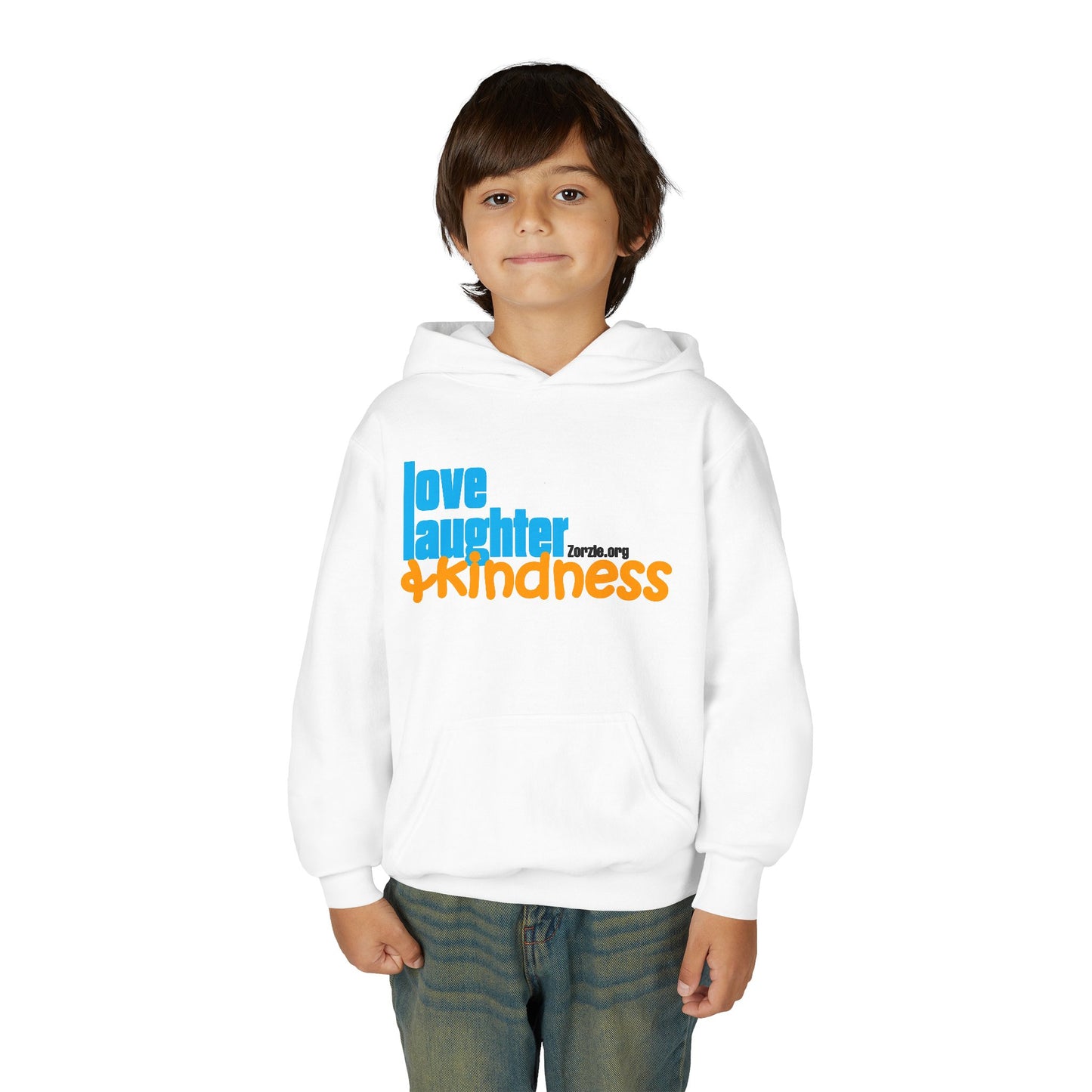 Youth Hoodie — "Love Laughter & Kindness" Inspirational Kids Hoodie