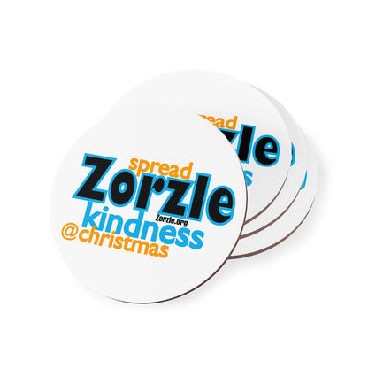 Coasters — "Spread Zorzle Kindness @ Christmas" Round Cork Drink Coaster