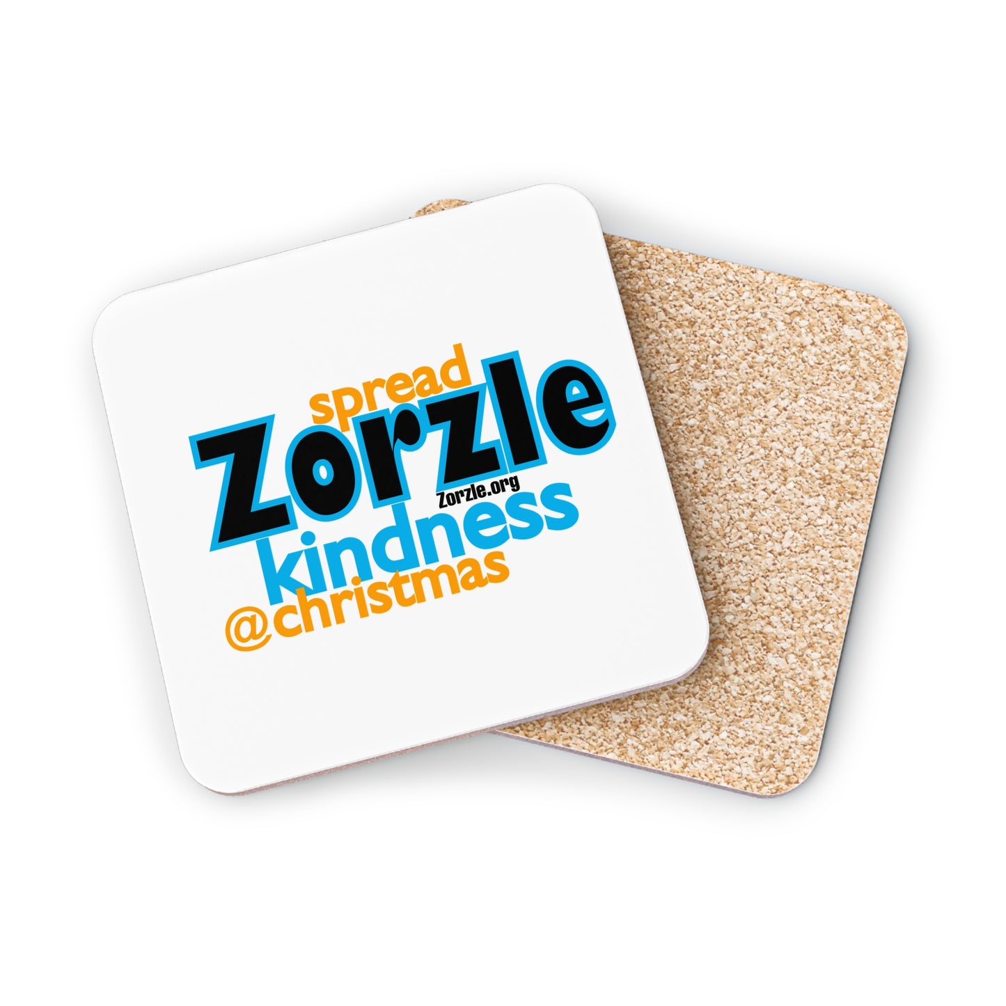 Coasters — "Spread Zorzle Kindness @ Christmas" Round Cork Drink Coaster