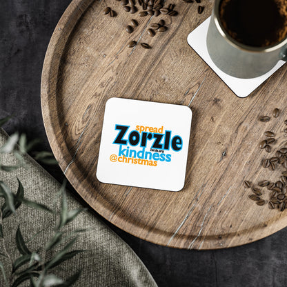 Coasters — "Spread Zorzle Kindness @ Christmas" Round Cork Drink Coaster