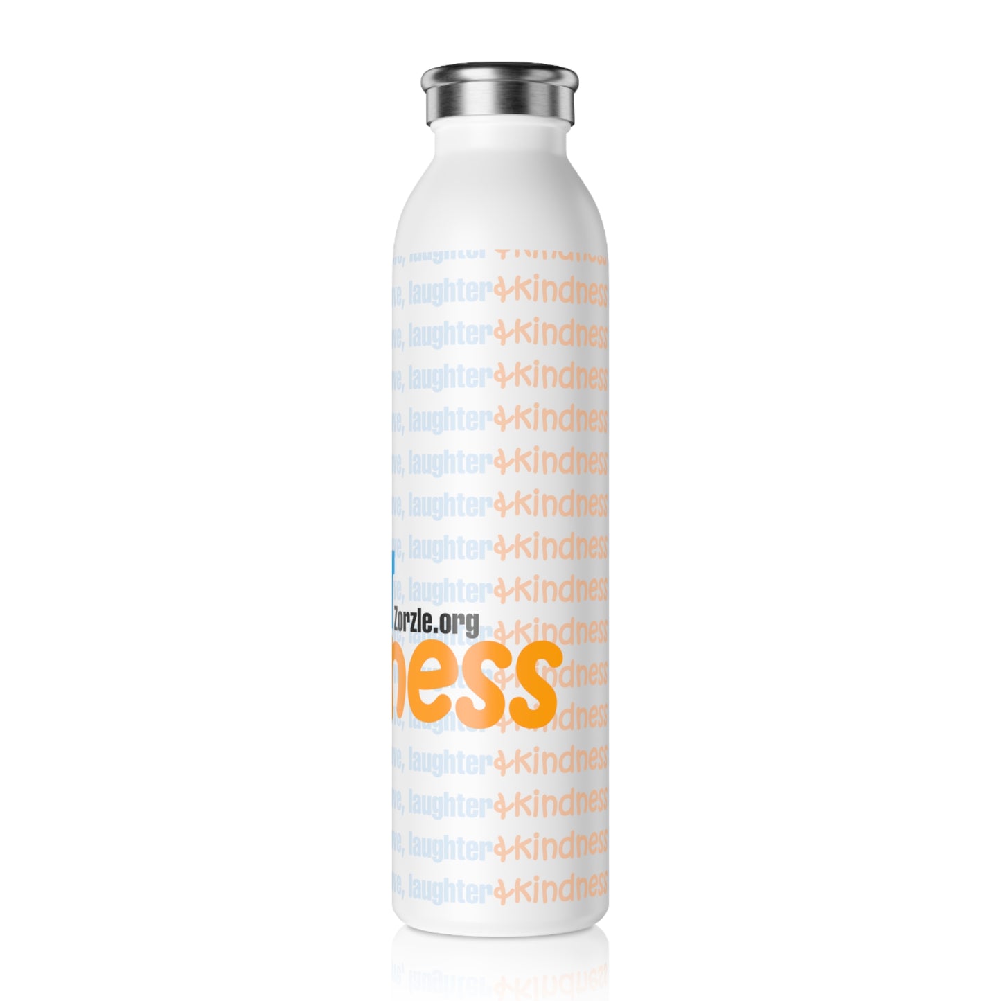Slim Water Bottle — Inspirational 'Love, Laughter, Kindness' Stainless Steel Bottle