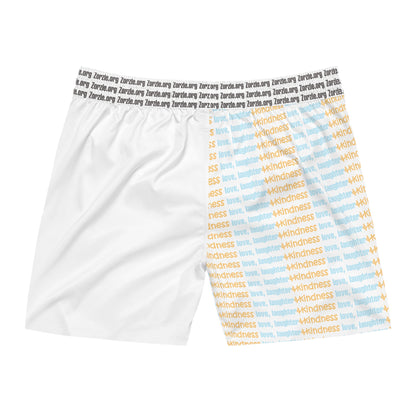 Kindness Swim Shorts — "Love Laughter & Kindness" Men's Mid-Length Boardshorts