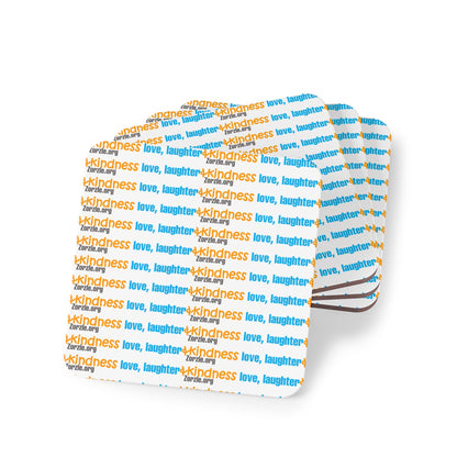 Coasters — Love, Laughter, Kindness Pattern Cork Drink Coasters