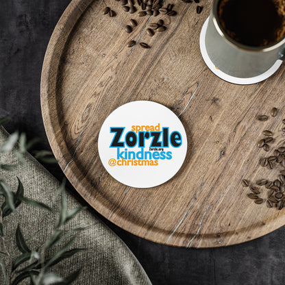 Coasters — "Spread Zorzle Kindness @ Christmas" Round Cork Drink Coaster