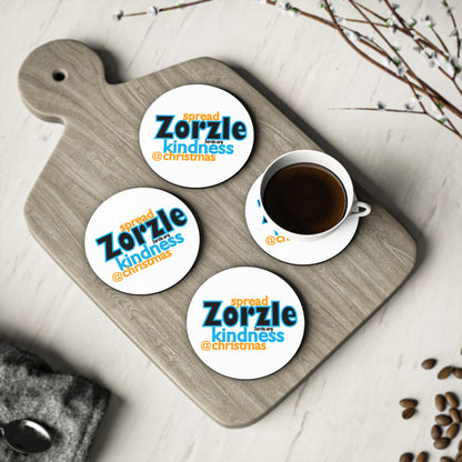 Coasters — "Spread Zorzle Kindness @ Christmas" Round Cork Drink Coaster